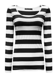 Amazon : Women's Long Sleeve Striped T-Shirt Basic Scoop Neck Shirts ...