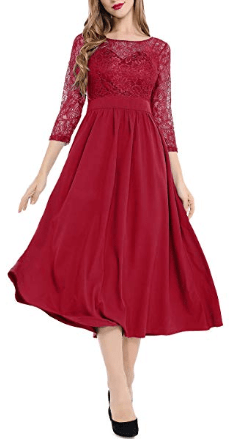 Amazon : Women's Floral Lace A Line Swing Dress with 3/4 Sleeve Just $5 ...