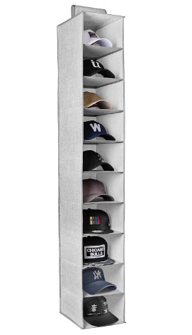 Closet Hanging Organizer for Hat Storage Foldable Hat Rack 59 H x 12 D x 9 W Criusia Hanging Hat Organizer 10 Shelves