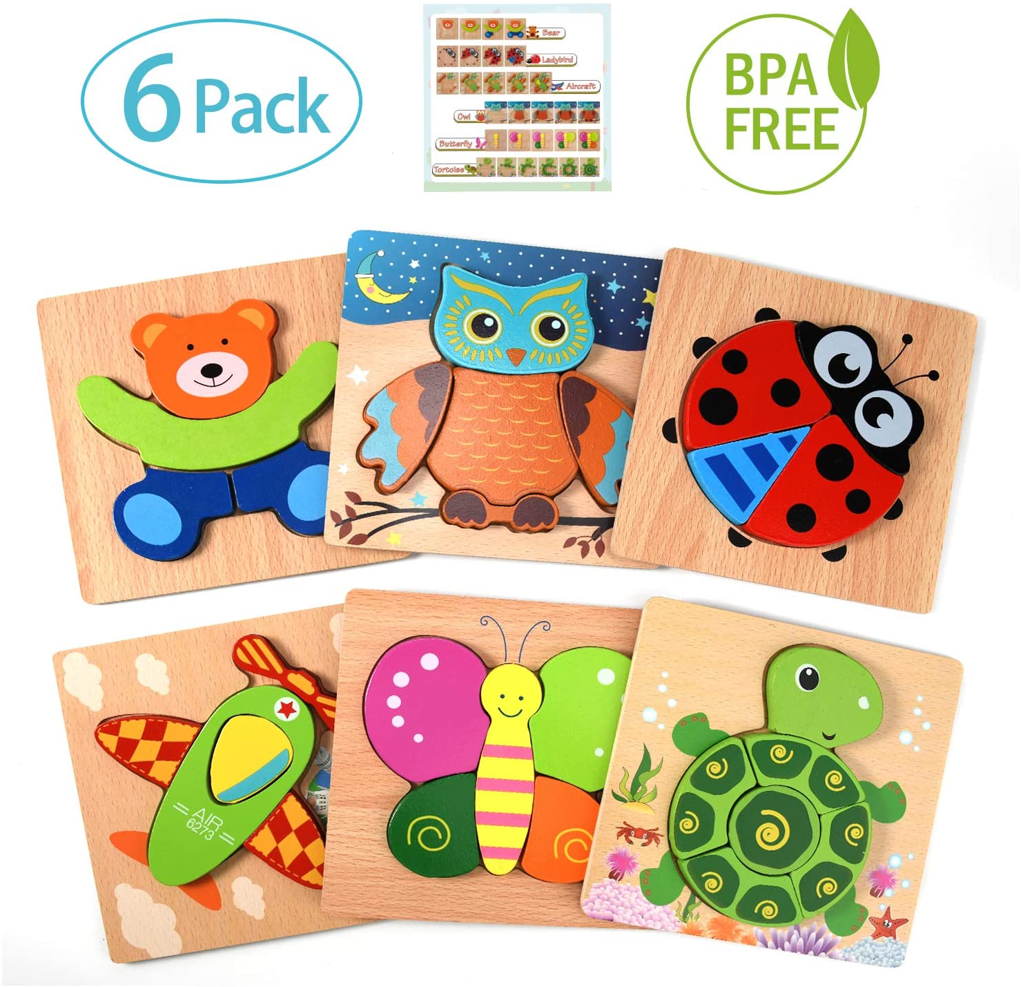 AMAZON: Wooden Puzzles for Toddlers, 6 Pack – 50 % OFF! - Deals Finders