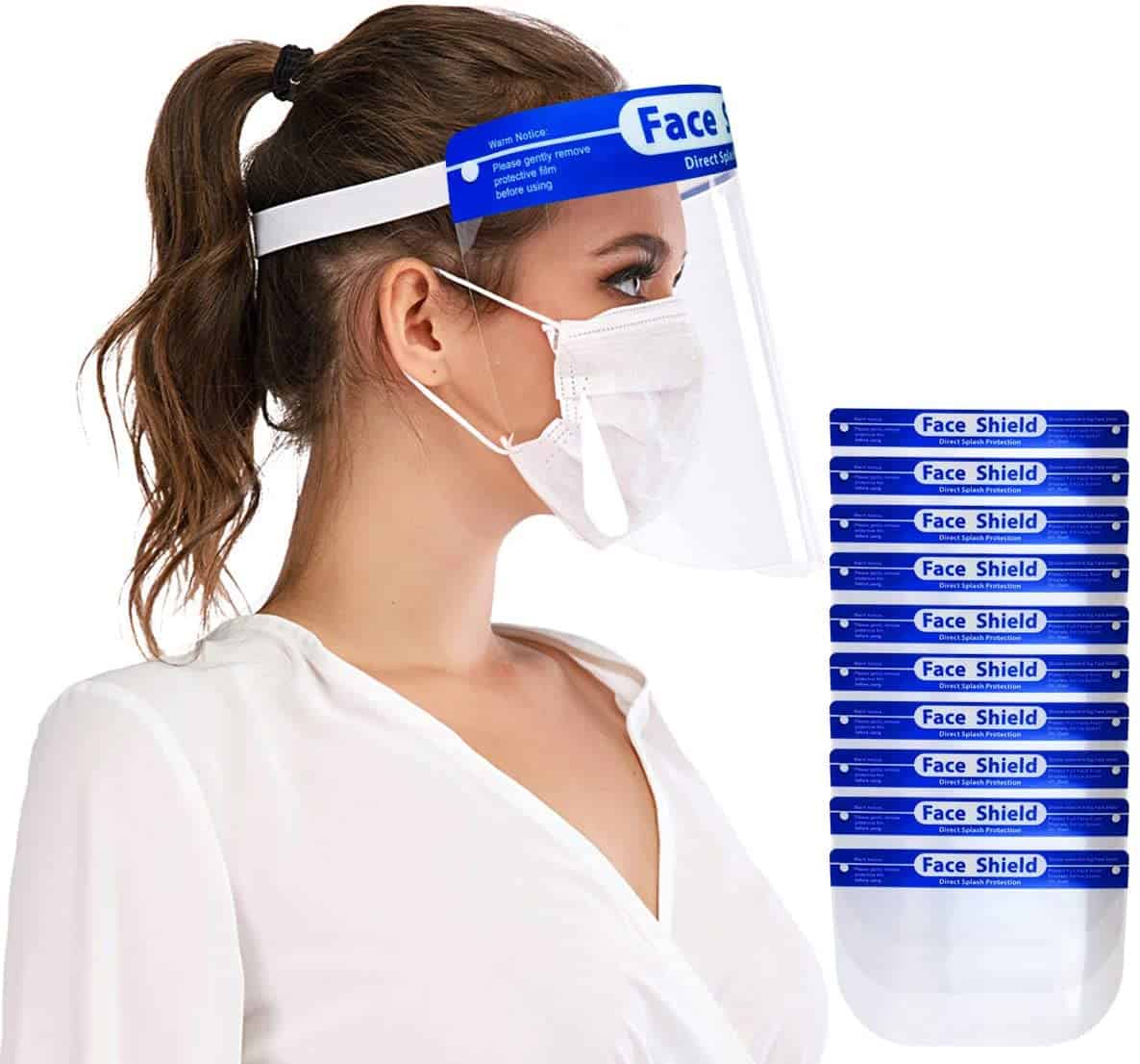Amazon Safety Face Shields 10 Pack, Protective Face