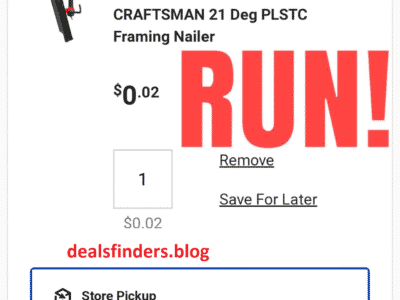 CRAFTSMAN 21 Deg PLSTC Framing Nailer for just $0.02 (Free Store Pickup)