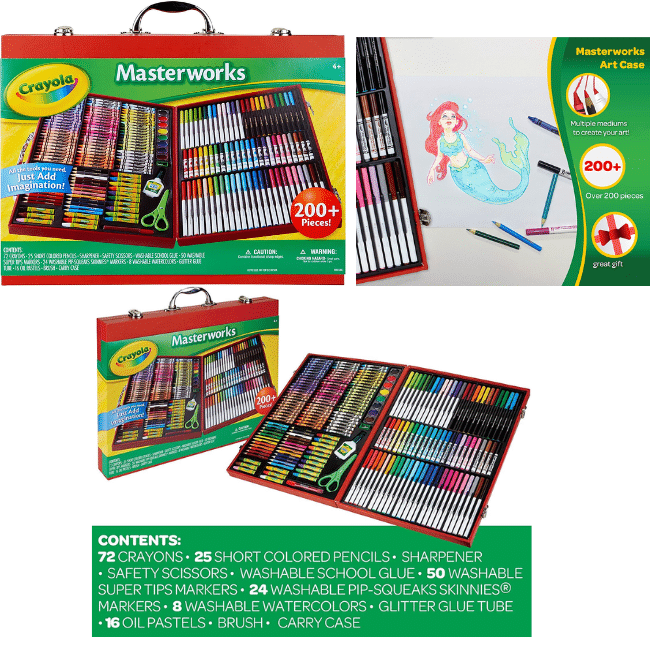 Crayola Masterworks Art Case (200+ Pcs), Art Set For Kids, Markers, Paints,  Colored Pencils, & Crayons, Holiday Gift for Kids, Toys, 4+