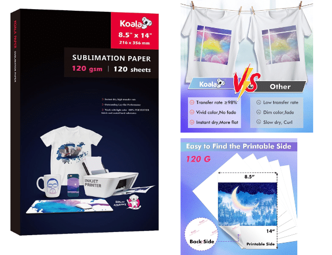 Koala Sublimation Paper 8.5X14 inches 120gsm 120 Sheets 45% Off - Deals  Finders