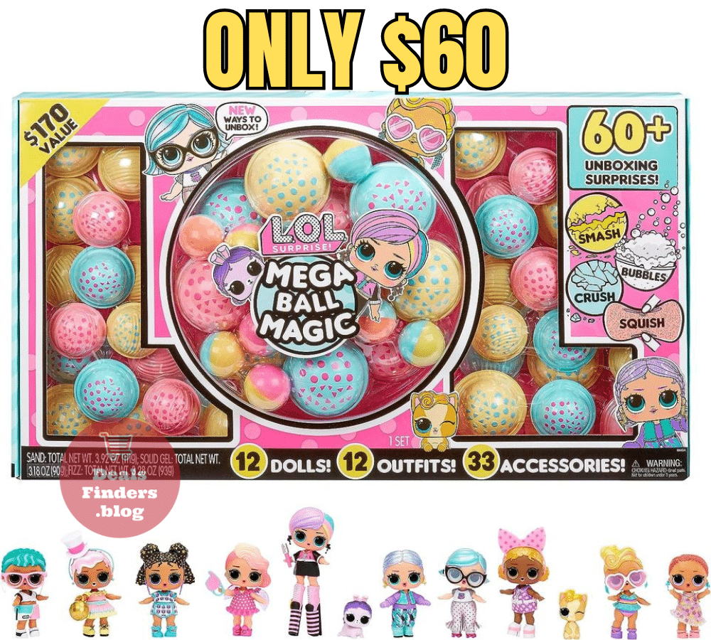 L.O.L. Surprise! Mega Ball Magic - 12 Collectible Dolls, 60+ Surprises, 170  Value, 4 Unboxing Experiences, Squish Sand, Bubbles, Gel Crush, Shell  Smash, Fashions Limited Edition Gift,Girls 3+
