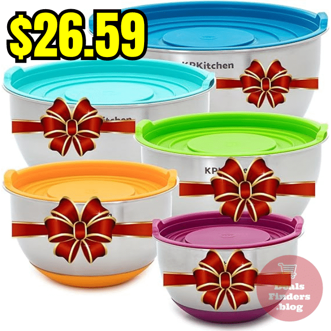 KPKitchen Stainless Steel Mixing Bowls with Lids Set of 5