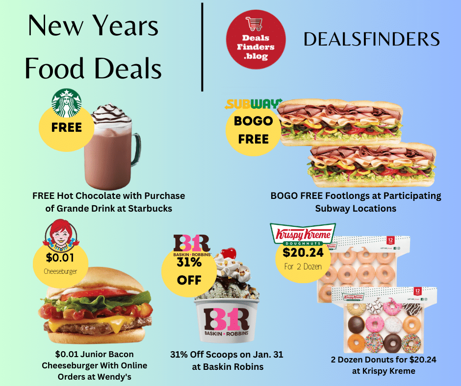 New Year's Eve and New Year's Day Food Deals 2024 - Deals Finders