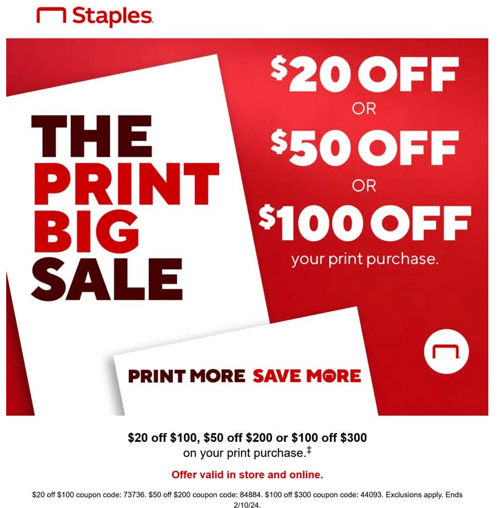 Special offer for Staples: $4.99 for TRU RED copy paper, single ream. -  Staples